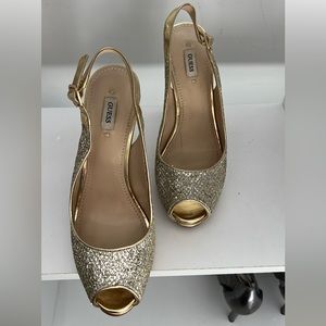 Guess Gold Sparkle Platform Heel